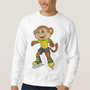 Monkey at Ice skating with Ice skates Sweatshirt