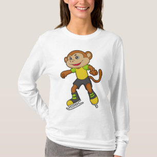 Monkey at Ice skating with Ice skates T-Shirt