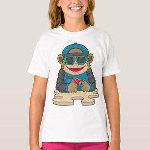 Monkey at Poker with Poker cards & Sunglasses T-Shirt