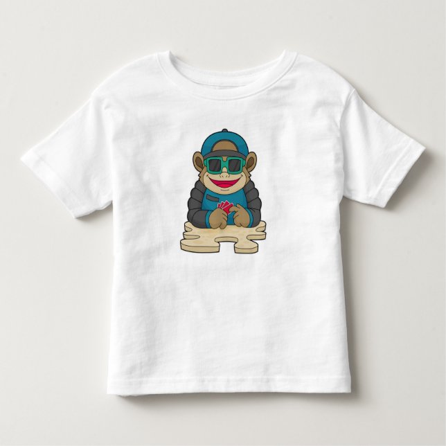 Monkey at Poker with Poker cards & Sunglasses Toddler T-Shirt (Front)