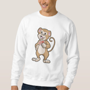 Monkey at Poker with Poker cards Sweatshirt