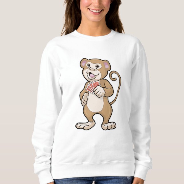 Monkey at Poker with Poker cards Sweatshirt (Front)
