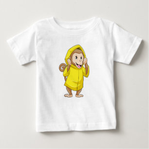Monkey at Raining with Raincoat Baby T-Shirt