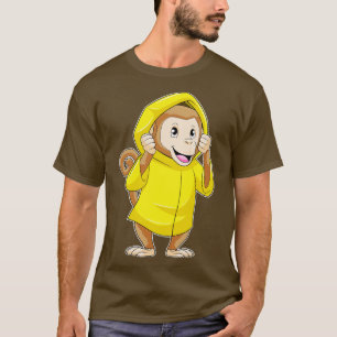 Monkey at Raining with Raincoat T-Shirt