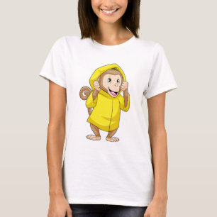 Monkey at Raining with Raincoat T-Shirt