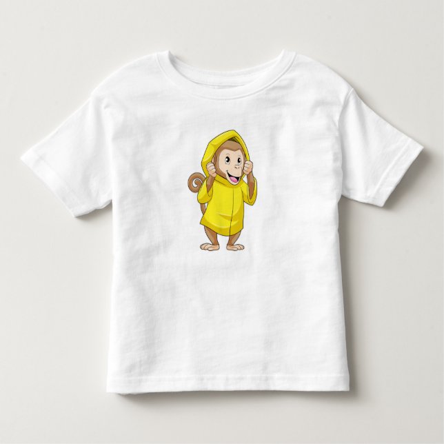 Monkey at Raining with Raincoat Toddler T-Shirt (Front)