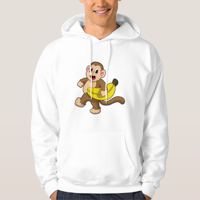 Monkey at Running with Banana Hoodie (Front)