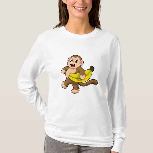 Monkey at Running with Banana T-Shirt (Front)