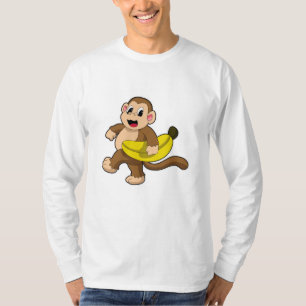 Monkey at Running with Banana T-Shirt