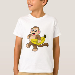 Monkey at Running with Banana T-Shirt
