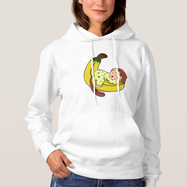 Monkey at Sleeping in Pyjamas Hoodie (Front)
