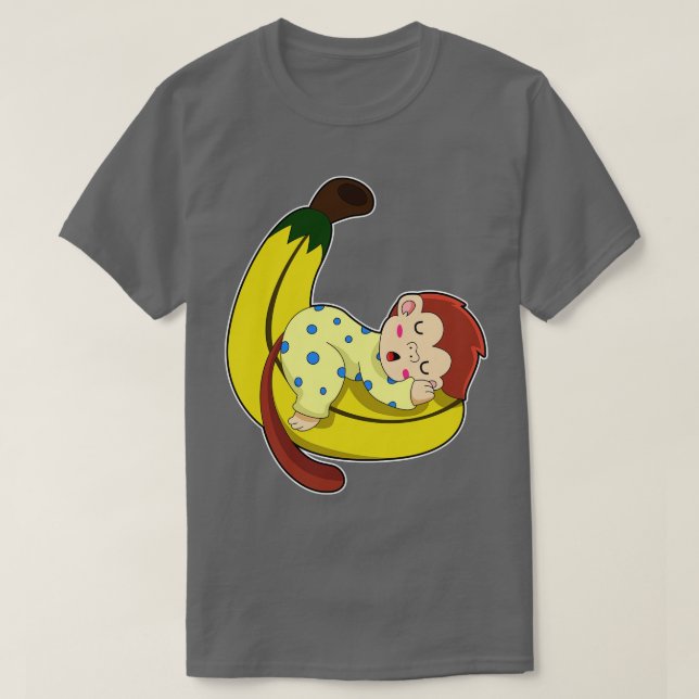 Monkey at Sleeping in Pyjamas T-Shirt (Design Front)