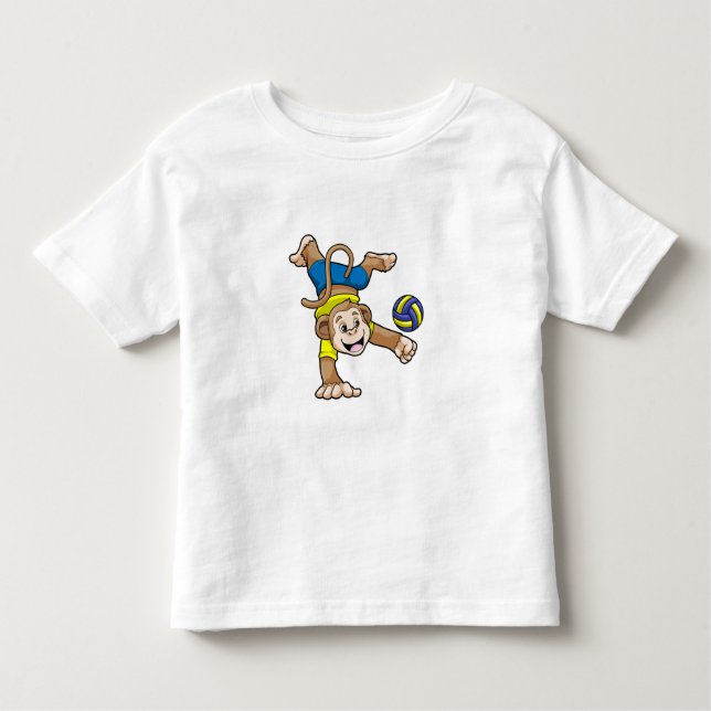 Monkey at Sports with Volleyball Toddler T-Shirt (Front)