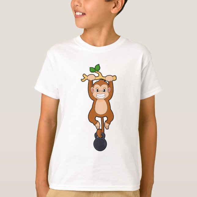 Monkey at Strength training with Dumbbell T-Shirt (Front)