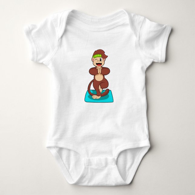 Monkey at Yoga in Standing Baby Bodysuit (Front)