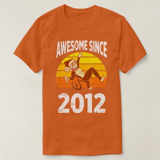 Monkey Awesome Since 2012 10th Birthday 10 Years O T-Shirt (Design Front)