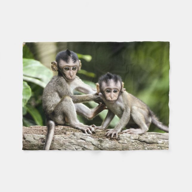 Monkey Babies in Nature Fleece Blanket (Front (Horizontal))
