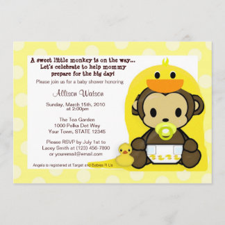 Monkey Baby Duckie Bath Shower Invitation