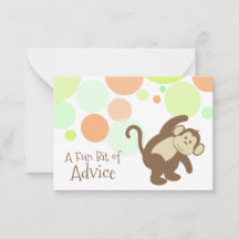 Monkey Baby Shower Advice Cards