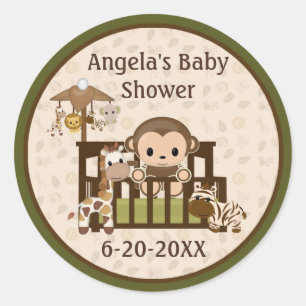 Monkey Baby Shower blank labels/seals NALI NJM #01 Classic Round Sticker