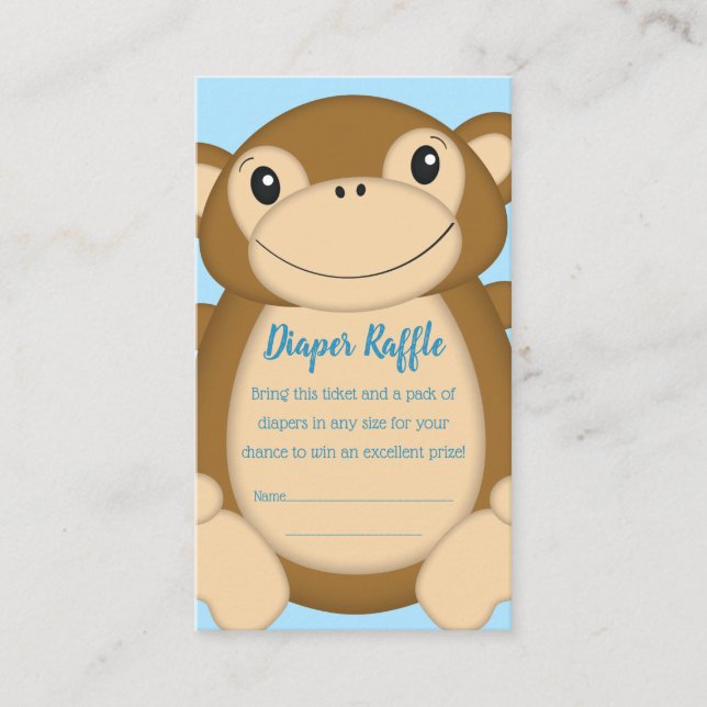 Monkey Baby Shower Blue Enclosure Card (Front)