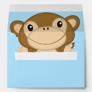 Monkey Baby Shower Blue Envelope