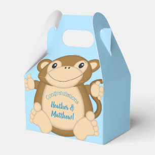 Monkey Baby Shower Blue Favour Box