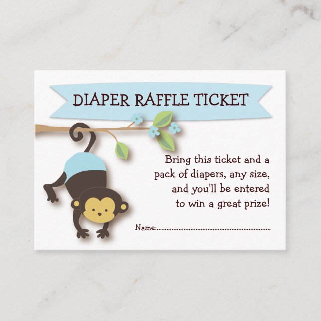 Monkey Baby Shower Diaper Raffle Ticket Insert (Front)