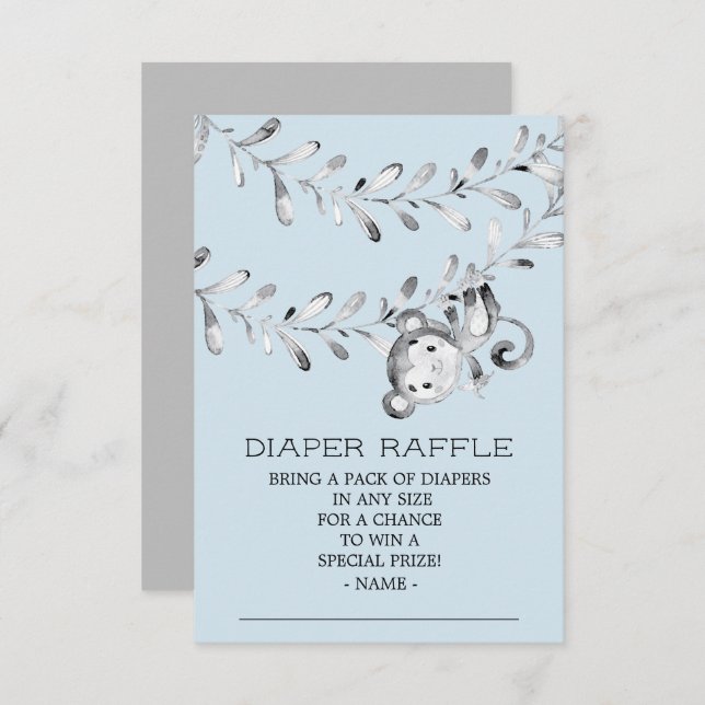 Monkey Baby Shower Diaper Raffle Ticket Invitation (Front/Back)