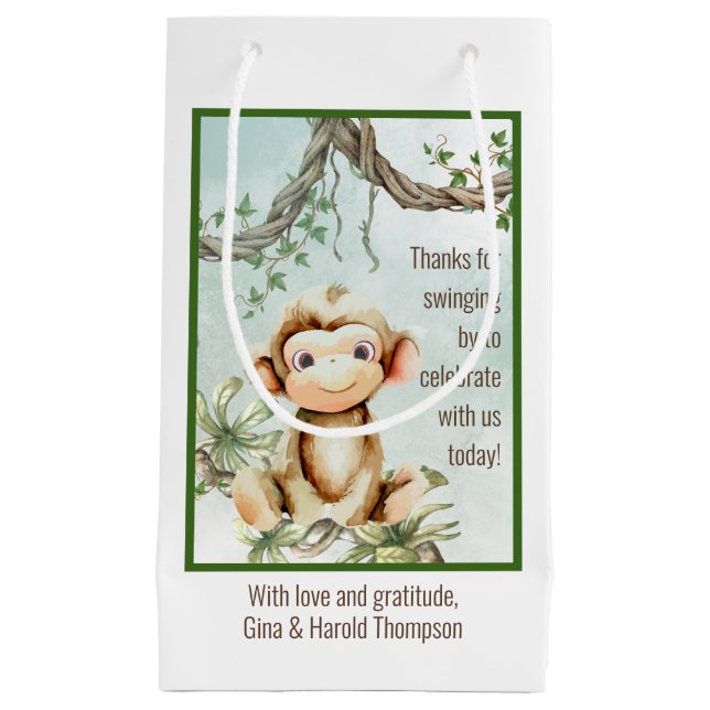 Monkey Baby Shower Favour Bag (Front)