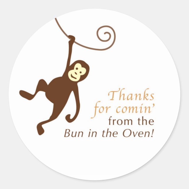 Monkey baby shower favour label (Front)