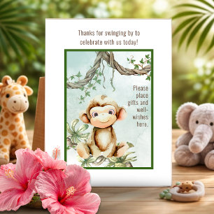 Monkey Baby Shower Gift Table Pedestal Sign