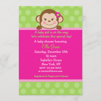 Monkey Baby Shower Invitations Girl