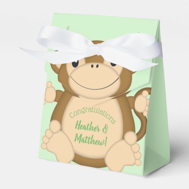 Monkey Baby Shower Jungle Favour Box (Front Side)