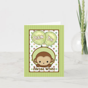 Monkey Baby Shower MPPv4 green Thank You Note Card