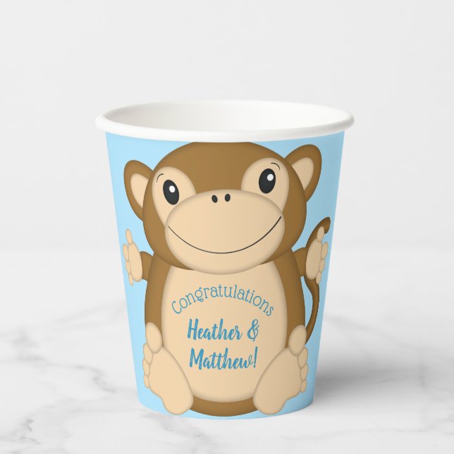 Monkey Baby Shower Paper Cups (Front)
