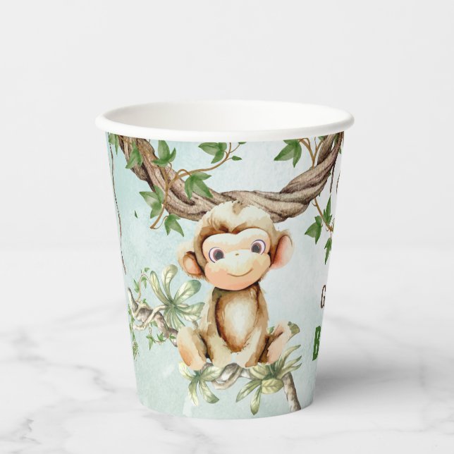 Monkey Baby Shower Personalised Paper Cups (Front)