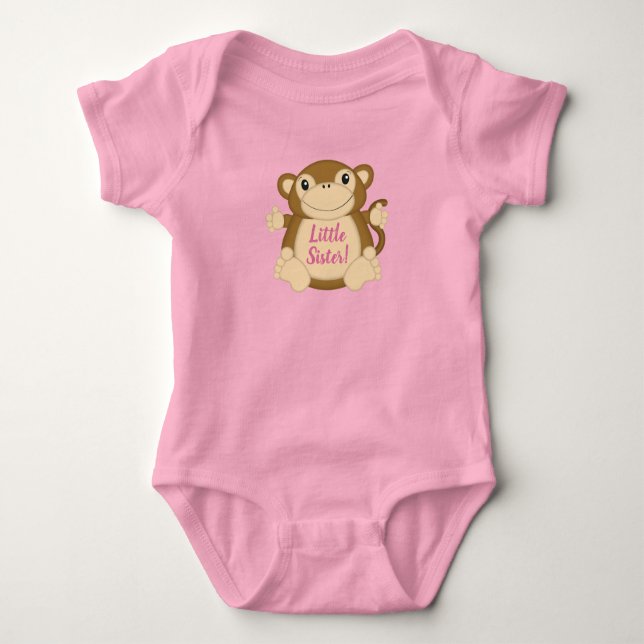 Monkey Baby Shower Pink Baby Bodysuit (Front)