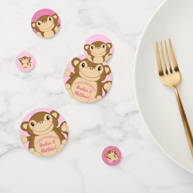 Monkey Baby Shower Pink Confetti (Group)