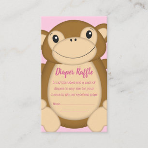 Monkey Baby Shower Pink Enclosure Card