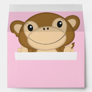 Monkey Baby Shower Pink Envelope