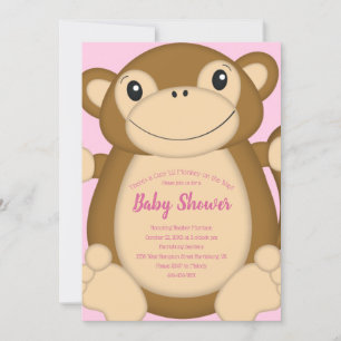 Monkey Baby Shower Pink Invitation