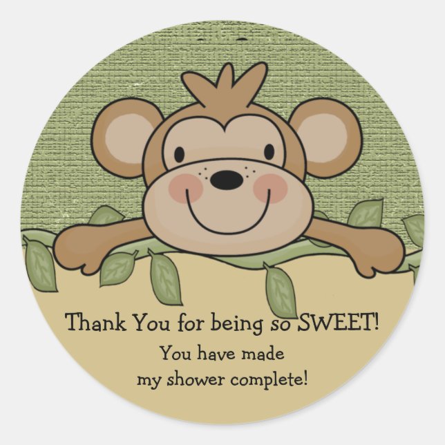 Monkey Baby Shower Sticker (Front)