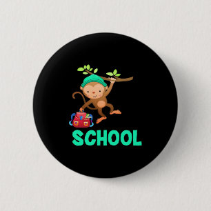 Monkey Back To School 6 Cm Round Badge