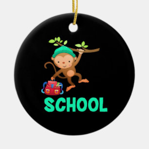 Monkey Back To School Ceramic Tree Decoration