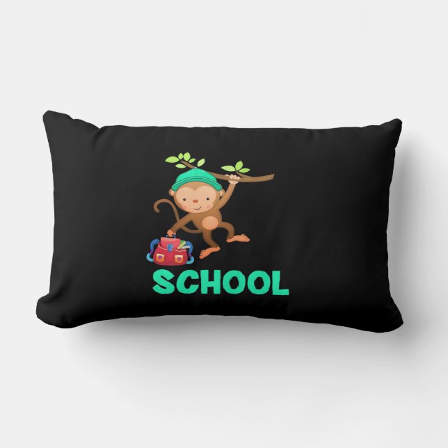 Monkey Back To School Lumbar Cushion (Front)