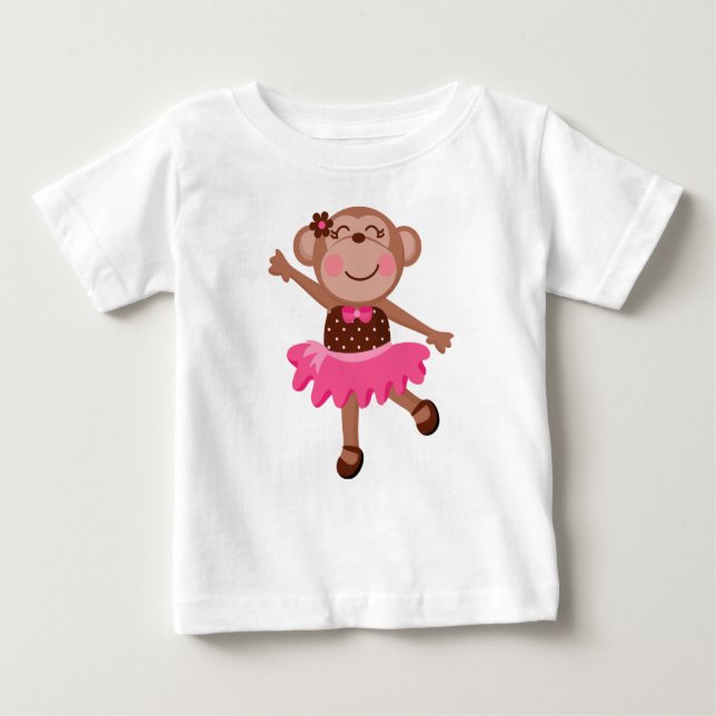 Monkey Ballerina Girly Baby Sleeveless Dress Baby T-Shirt (Front)