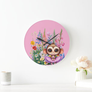 Monkey Ballerina Large Clock