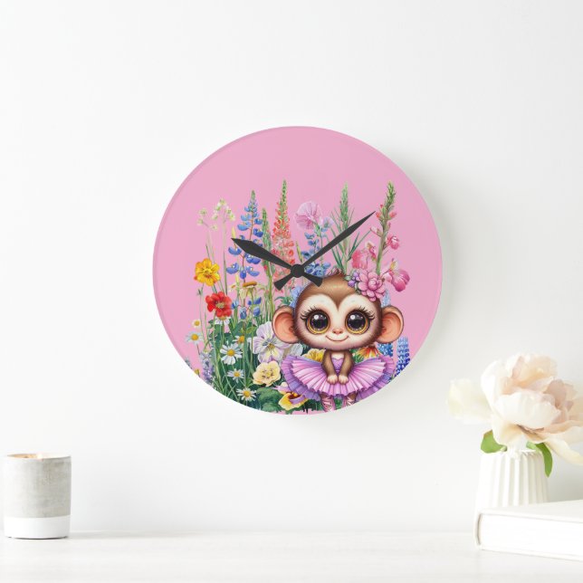 Monkey Ballerina Large Clock (Home)