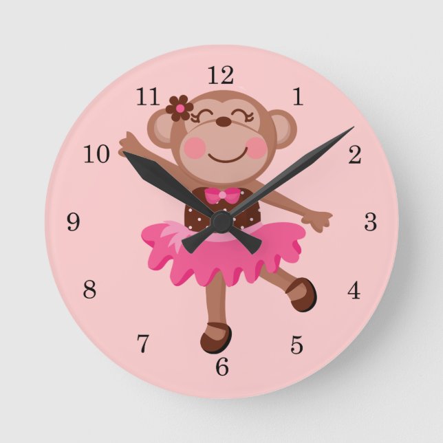 Monkey Ballerina Round Clock (Front)